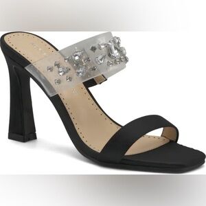 ADRIENNE VITTADINI NEW Gothic Block Heel Sandals Open Toe Rhinestone Size 8 $109